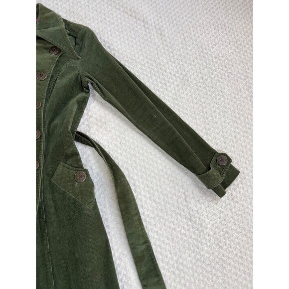 Betsy Johnson Corduroy Double Breasted Trench Coat VTG | Green | Size XS - Picture 9 of 16
